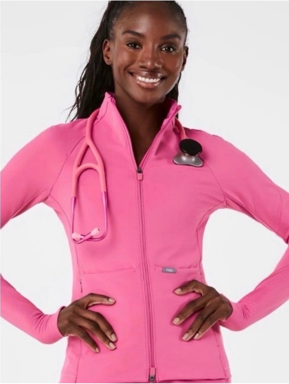 FIGS scrubs F*ing Pink BCA breast cancer awareness Jacket Size S contourknit LE